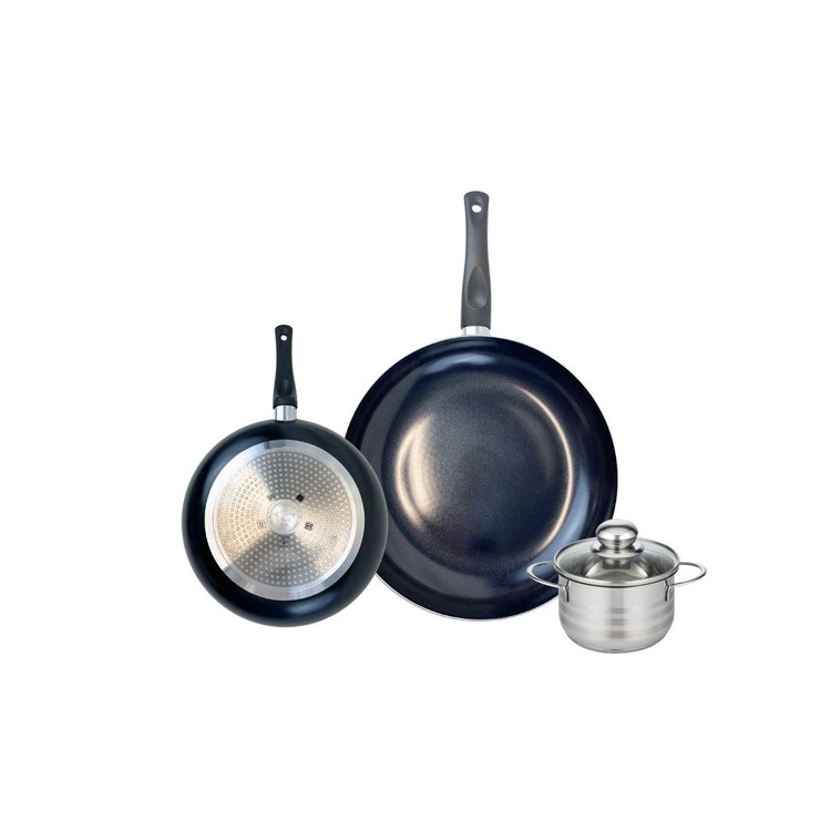 Ensemble de 2 Poêles de cuisson 20 et 28 cm et 1 faitout 12 cm Elo Prima Brillant