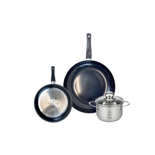 Ensemble de 2 Poêles de cuisson 20 et 28 cm et 1 faitout 14 cm Elo Prima Brillant