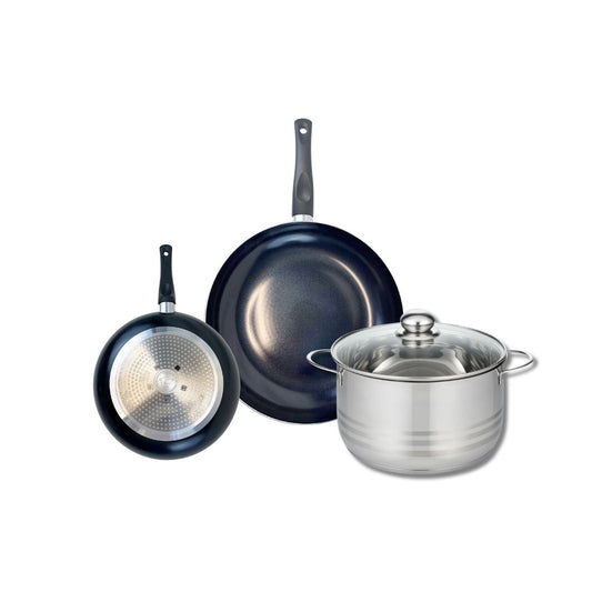 Ensemble de 2 Poêles de cuisson 20 et 28 cm et 1 faitout 24 cm Elo Prima Brillant