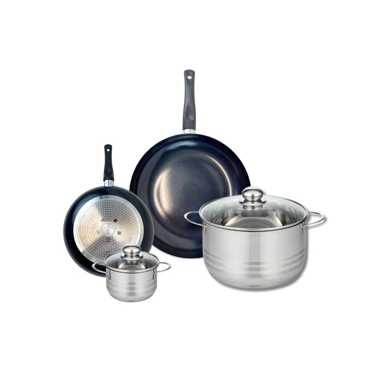 Ensemble de 2 Poêles de cuisson 20 et 28 cm et 2 faitouts 12 et 24 cm Elo Prima Brillant