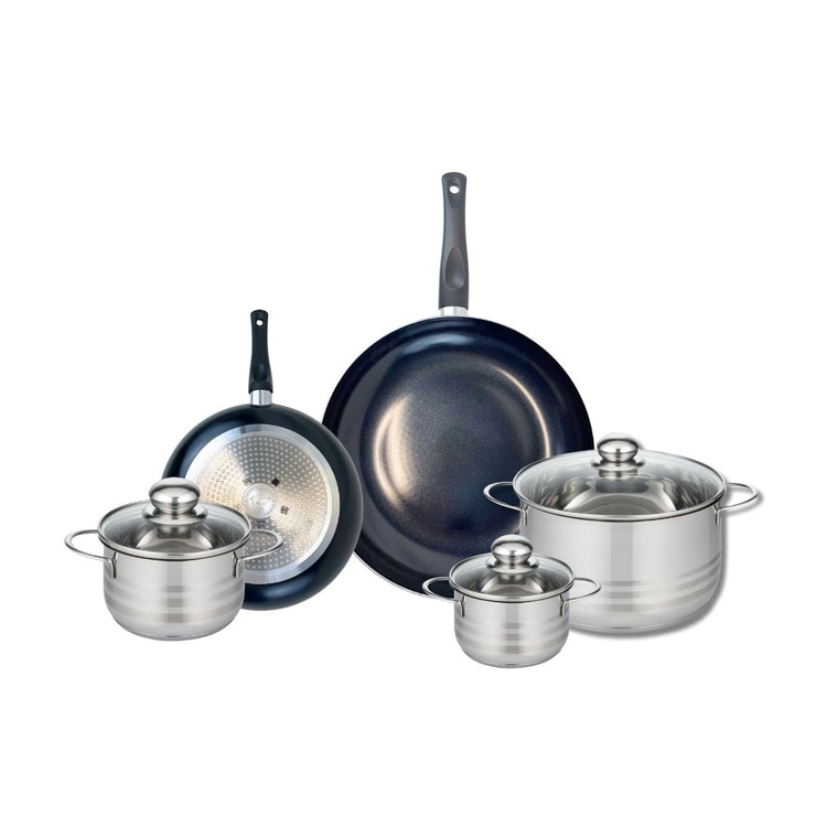 Ensemble de 2 Poêles de cuisson 20 et 28 cm et 3 faitouts 12, 14 et 20 cm Elo Prima Brillant