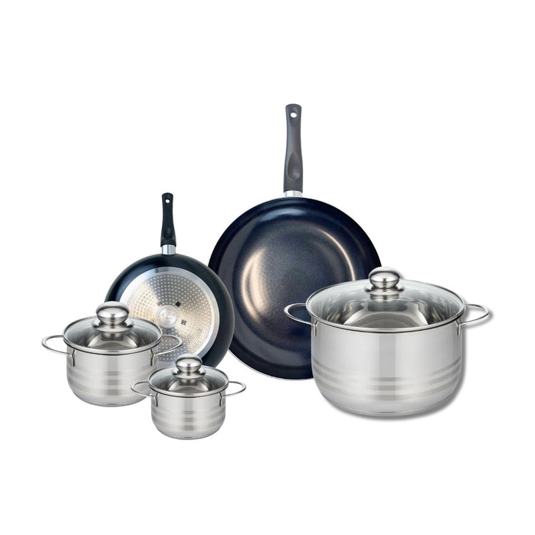 Ensemble de 2 Poêles de cuisson 20 et 28 cm et 3 faitouts 12, 14 et 24 cm Elo Prima Brillant