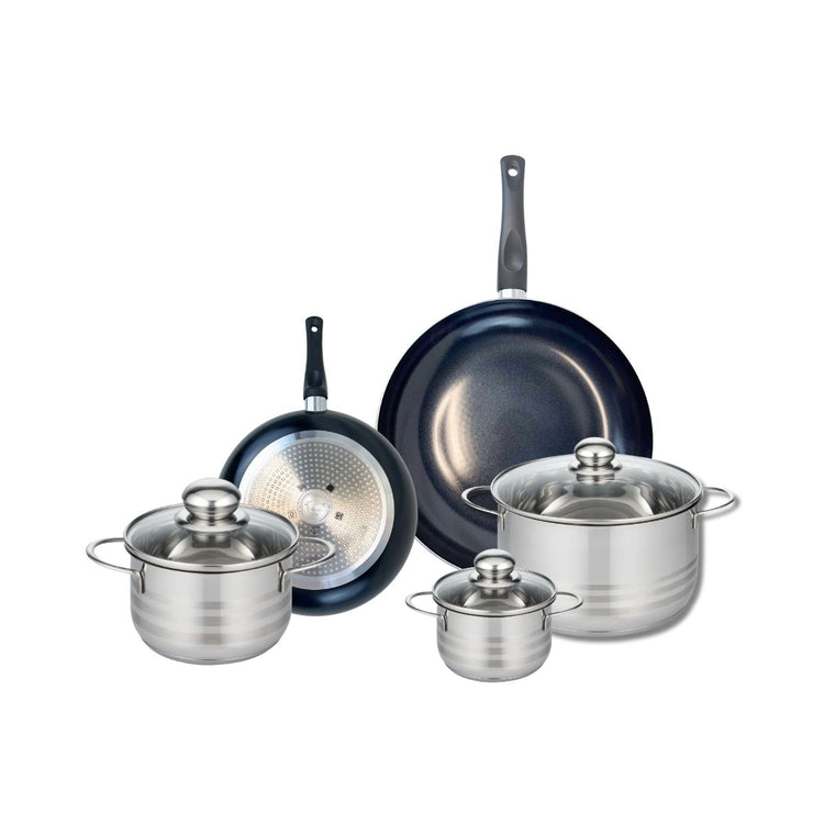 Ensemble de 2 Poêles de cuisson 20 et 28 cm et 3 faitouts 12, 16 et 20 cm Elo Prima Brillant