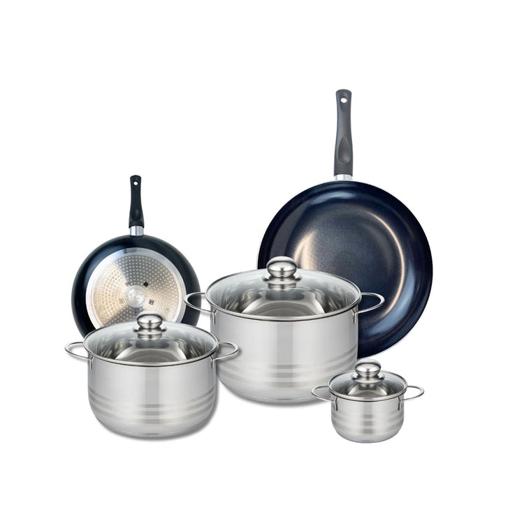 Ensemble de 2 Poêles de cuisson 20 et 28 cm et 3 faitouts 12, 20 et 24 cm Elo Prima Brillant