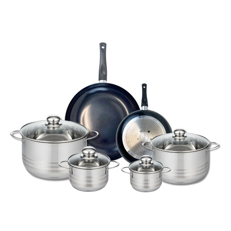 Ensemble de 2 Poêles de cuisson 20 et 28 cm et 4 faitouts 12, 14, 20 et 24 cm Elo Prima Brillant