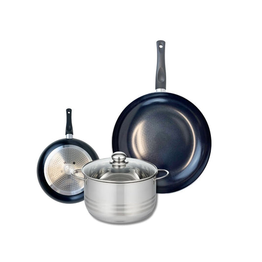 Ensemble de 2 Poêles de cuisson 20 et 32 cm et 1 faitout 20 cm Elo Prima Brillant