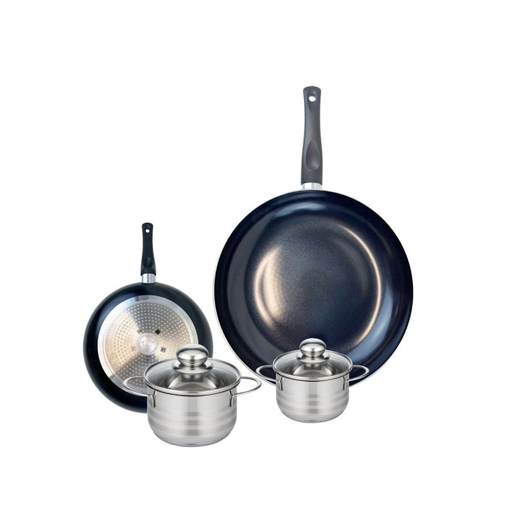 Ensemble de 2 Poêles de cuisson 20 et 32 cm et 2 faitouts 12 et 14 cm Elo Prima Brillant