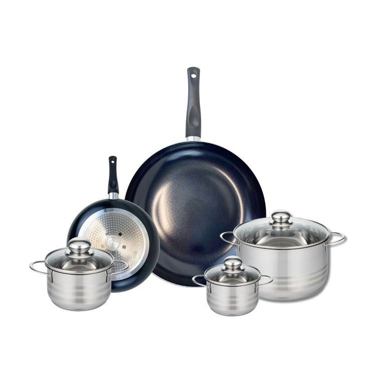 Ensemble de 2 Poêles de cuisson 20 et 32 cm et 3 faitouts 12, 14 et 20 cm Elo Prima Brillant