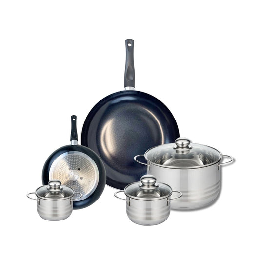 Ensemble de 2 Poêles de cuisson 20 et 32 cm et 3 faitouts 12, 14 et 24 cm Elo Prima Brillant