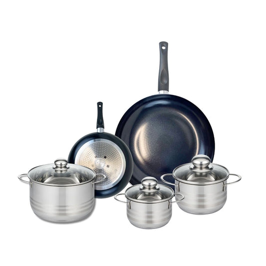 Ensemble de 2 Poêles de cuisson 20 et 32 cm et 3 faitouts 14, 16 et 20 cm Elo Prima Brillant