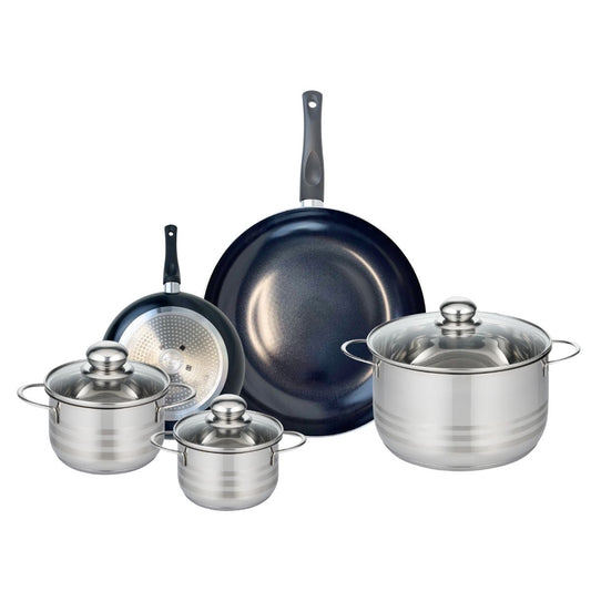 Ensemble de 2 Poêles de cuisson 20 et 32 cm et 3 faitouts 14, 16 et 24 cm Elo Prima Brillant