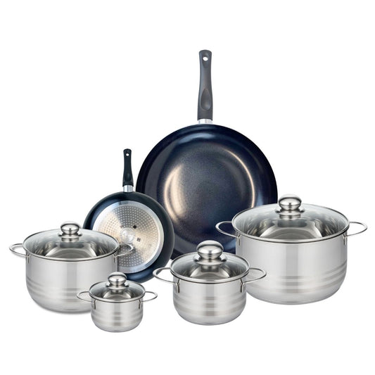 Ensemble de 2 Poêles de cuisson 20 et 32 cm et 4 faitouts 12, 16, 20 et 24 cm Elo Prima Brillant