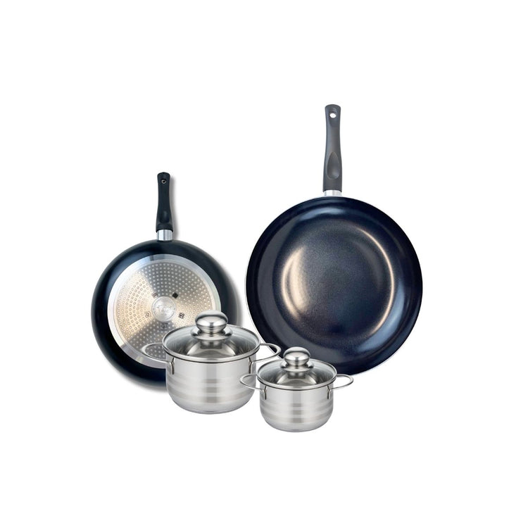 Ensemble de 2 Poêles de cuisson 24 et 28 cm et 2 faitouts 12 et 14 cm Elo Prima Brillant