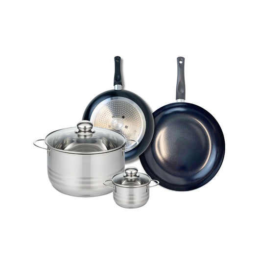 Ensemble de 2 Poêles de cuisson 24 et 28 cm et 2 faitouts 12 et 24 cm Elo Prima Brillant