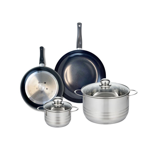 Ensemble de 2 Poêles de cuisson 24 et 28 cm et 2 faitouts 14 et 24 cm Elo Prima Brillant