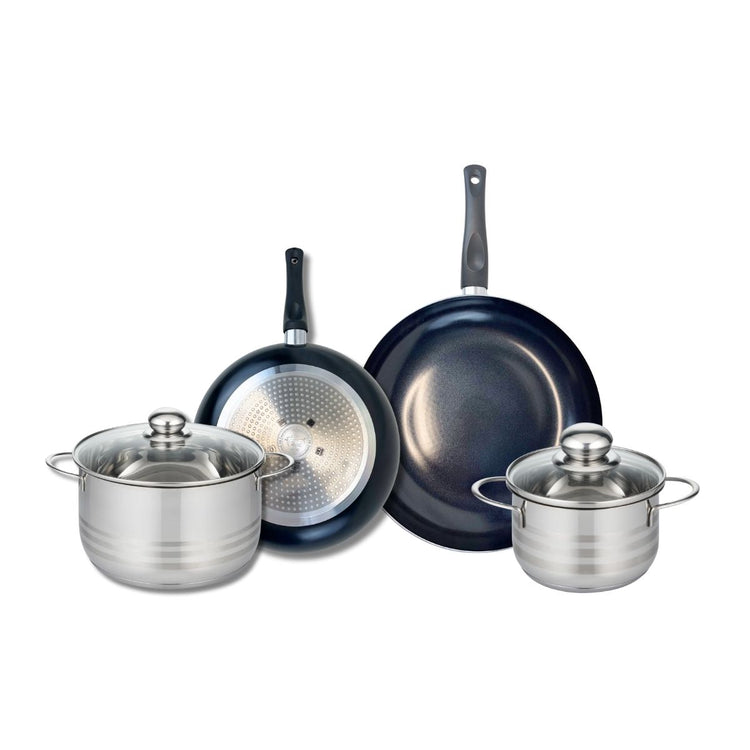 Ensemble de 2 Poêles de cuisson 24 et 28 cm et 2 faitouts 16 et 20 cm Elo Prima Brillant