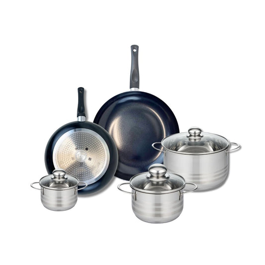 Ensemble de 2 Poêles de cuisson 24 et 28 cm et 3 faitouts 12, 16 et 20 cm Elo Prima Brillant