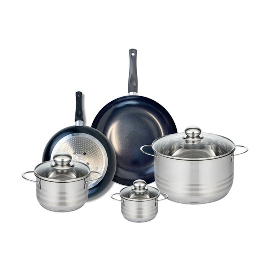 Ensemble de 2 Poêles de cuisson 24 et 28 cm et 3 faitouts 12, 16 et 24 cm Elo Prima Brillant