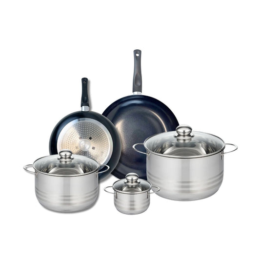 Ensemble de 2 Poêles de cuisson 24 et 28 cm et 3 faitouts 12, 20 et 24 cm Elo Prima Brillant