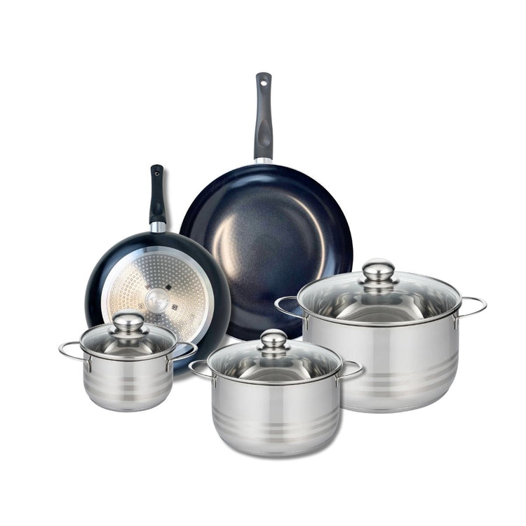 Ensemble de 2 Poêles de cuisson 24 et 28 cm et 3 faitouts 14, 20 et 24 cm Elo Prima Brillant