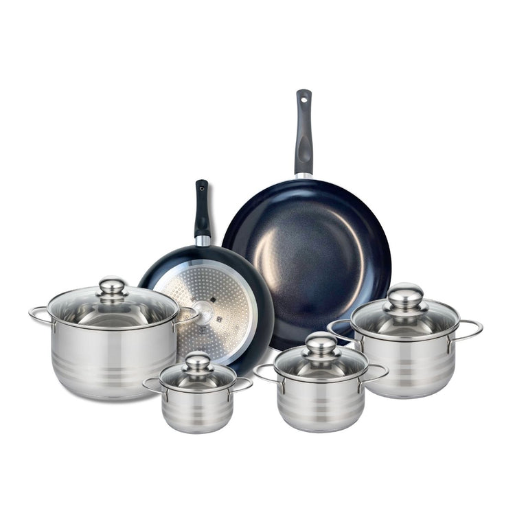 Ensemble de 2 Poêles de cuisson 24 et 28 cm et 4 faitouts 12, 14, 16 et 20 cm Elo Prima Brillant