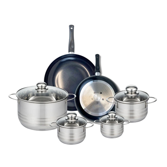 Ensemble de 2 Poêles de cuisson 24 et 28 cm et 4 faitouts 12, 14, 16 et 24 cm Elo Prima Brillant