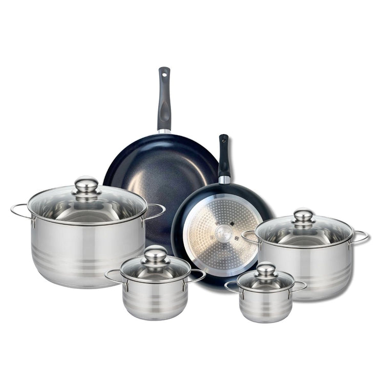 Ensemble de 2 Poêles de cuisson 24 et 28 cm et 4 faitouts 12, 14, 20 et 24 cm Elo Prima Brillant