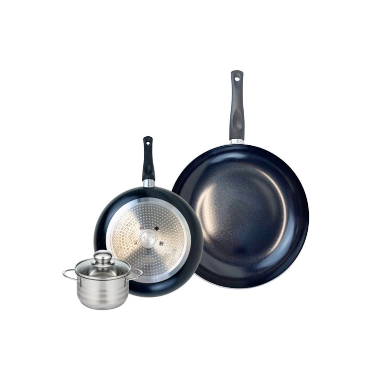 Ensemble de 2 Poêles de cuisson 24 et 32 cm et 1 faitout 12 cm Elo Prima Brillant