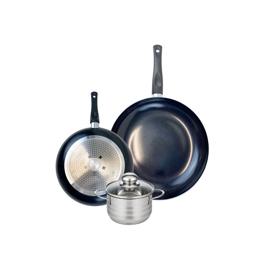 Ensemble de 2 Poêles de cuisson 24 et 32 cm et 1 faitout 14 cm Elo Prima Brillant