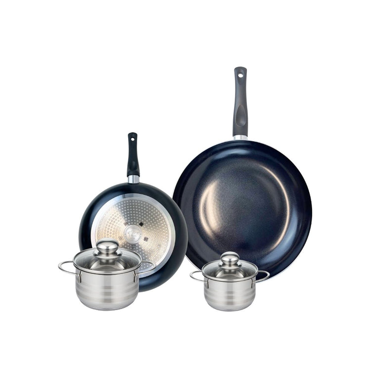 Ensemble de 2 Poêles de cuisson 24 et 32 cm et 2 faitouts 12 et 14 cm Elo Prima Brillant