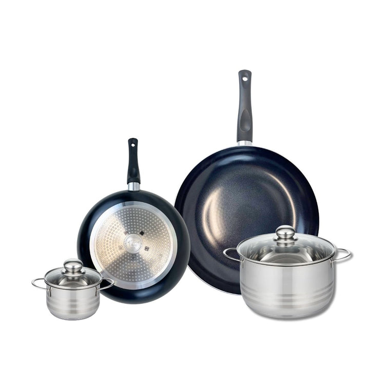 Ensemble de 2 Poêles de cuisson 24 et 32 cm et 2 faitouts 12 et 20 cm Elo Prima Brillant