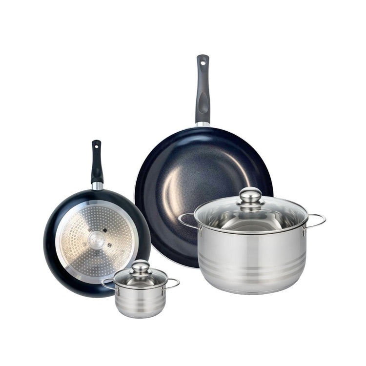 Ensemble de 2 Poêles de cuisson 24 et 32 cm et 2 faitouts 12 et 24 cm Elo Prima Brillant