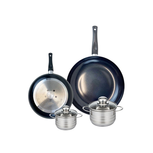 Ensemble de 2 Poêles de cuisson 24 et 32 cm et 2 faitouts 14 et 16 cm Elo Prima Brillant