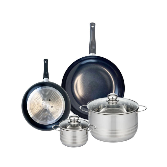 Ensemble de 2 Poêles de cuisson 24 et 32 cm et 2 faitouts 14 et 24 cm Elo Prima Brillant