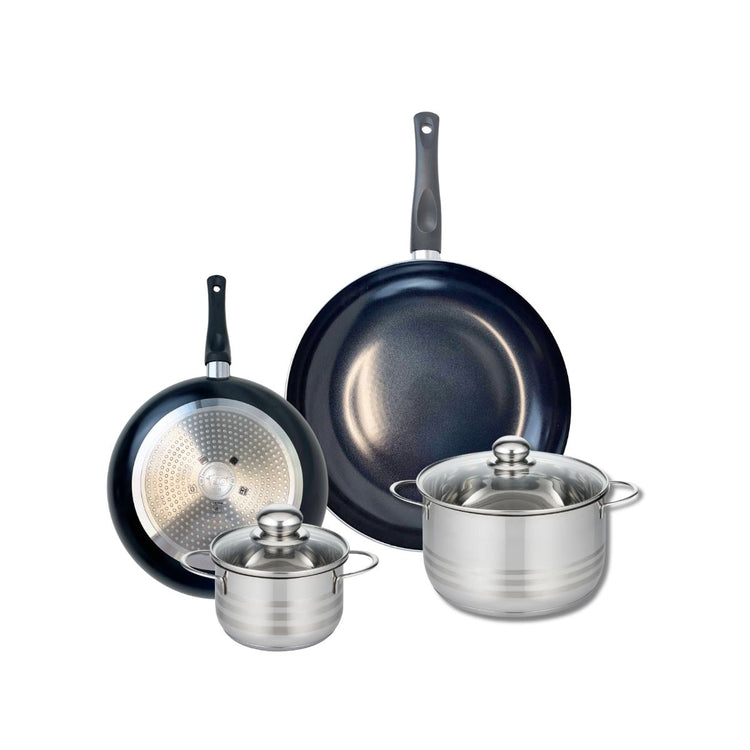 Ensemble de 2 Poêles de cuisson 24 et 32 cm et 2 faitouts 16 et 20 cm Elo Prima Brillant