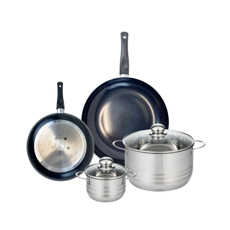 Ensemble de 2 Poêles de cuisson 24 et 32 cm et 2 faitouts 16 et 24 cm Elo Prima Brillant