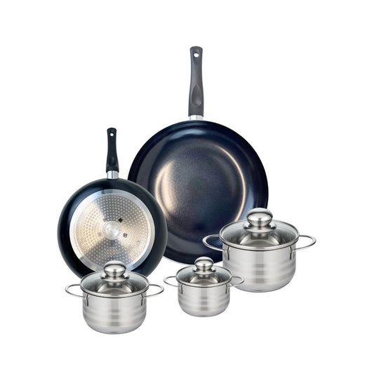 Ensemble de 2 Poêles de cuisson 24 et 32 cm et 3 faitouts 12, 14 et 16 cm Elo Prima Brillant