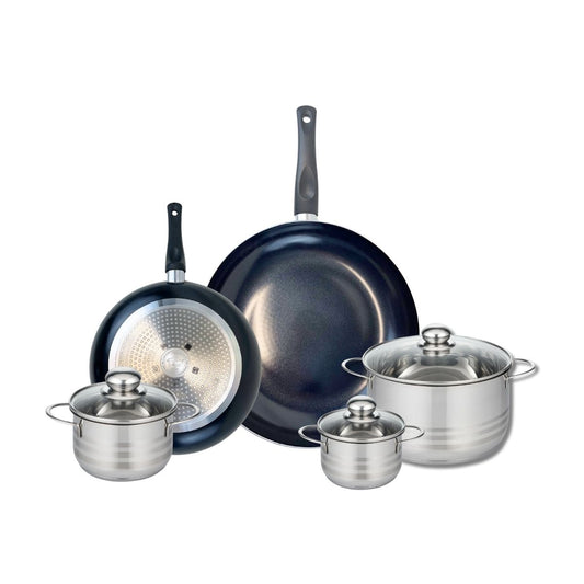 Ensemble de 2 Poêles de cuisson 24 et 32 cm et 3 faitouts 12, 14 et 24 cm Elo Prima Brillant