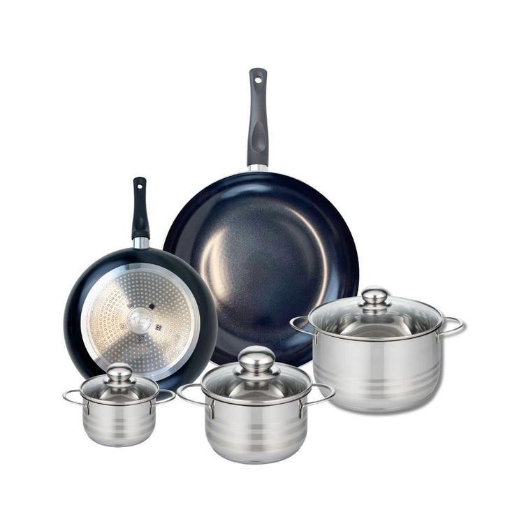 Ensemble de 2 Poêles de cuisson 24 et 32 cm et 3 faitouts 12, 16 et 20 cm Elo Prima Brillant