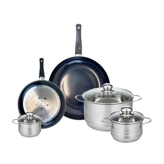 Ensemble de 2 Poêles de cuisson 24 et 32 cm et 3 faitouts 12, 16 et 24 cm Elo Prima Brillant