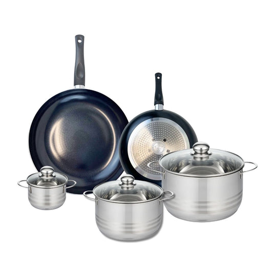 Ensemble de 2 Poêles de cuisson 24 et 32 cm et 3 faitouts 12, 20 et 24 cm Elo Prima Brillant