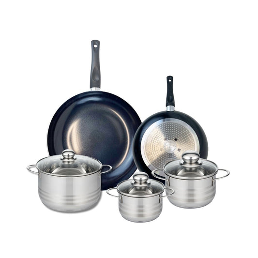 Ensemble de 2 Poêles de cuisson 24 et 32 cm et 3 faitouts 14, 16 et 20 cm Elo Prima Brillant