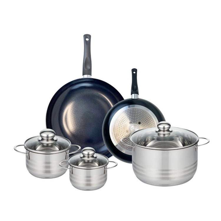 Ensemble de 2 Poêles de cuisson 24 et 32 cm et 3 faitouts 14, 16 et 24 cm Elo Prima Brillant