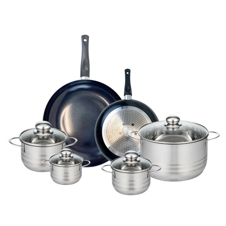 Ensemble de 2 Poêles de cuisson 24 et 32 cm et 4 faitouts 12, 14, 16 et 24 cm Elo Prima Brillant