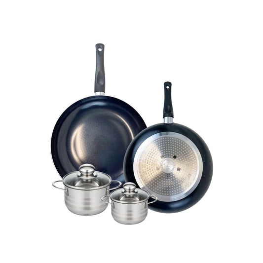 Ensemble de 2 Poêles de cuisson 28 et 32 cm et 2 faitouts 12 et 14 cm Elo Prima Brillant