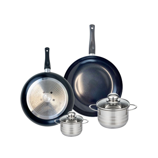 Ensemble de 2 Poêles de cuisson 28 et 32 cm et 2 faitouts 12 et 16 cm Elo Prima Brillant