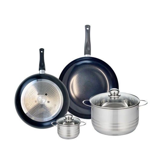 Ensemble de 2 Poêles de cuisson 28 et 32 cm et 2 faitouts 12 et 24 cm Elo Prima Brillant