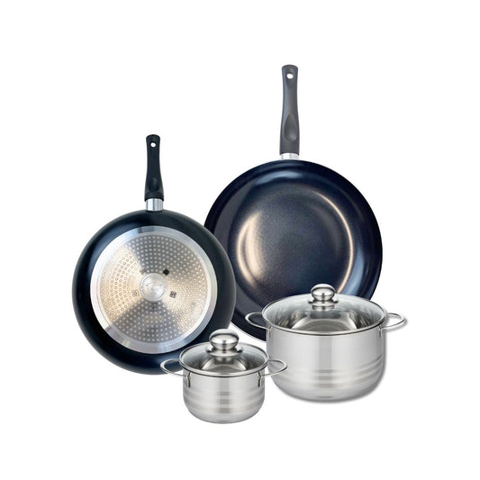 Ensemble de 2 Poêles de cuisson 28 et 32 cm et 2 faitouts 14 et 20 cm Elo Prima Brillant