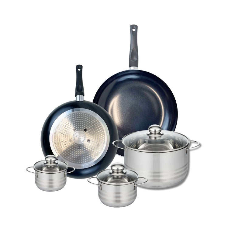 Ensemble de 2 Poêles de cuisson 28 et 32 cm et 3 faitouts 12, 14 et 24 cm Elo Prima Brillant