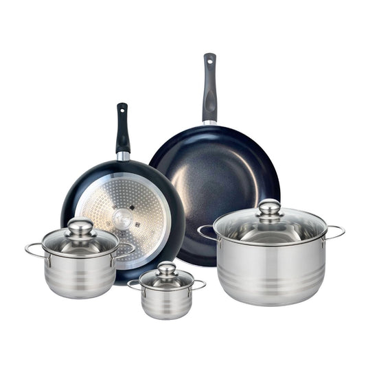 Ensemble de 2 Poêles de cuisson 28 et 32 cm et 3 faitouts 12, 16 et 24 cm Elo Prima Brillant